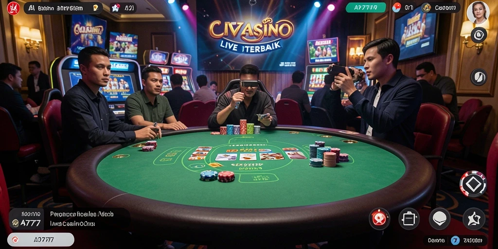 Tampilan gameplay seru A7777 dalam suasana Live Casino.