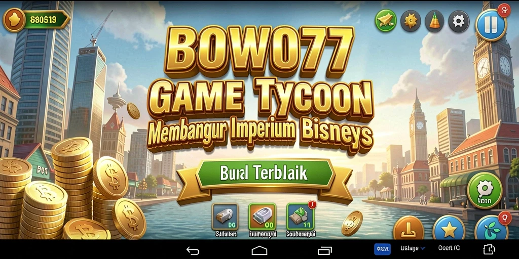 Screenshot BOWO77 menampilkan gameplay menarik dalam membangun bisnis Tycoon.