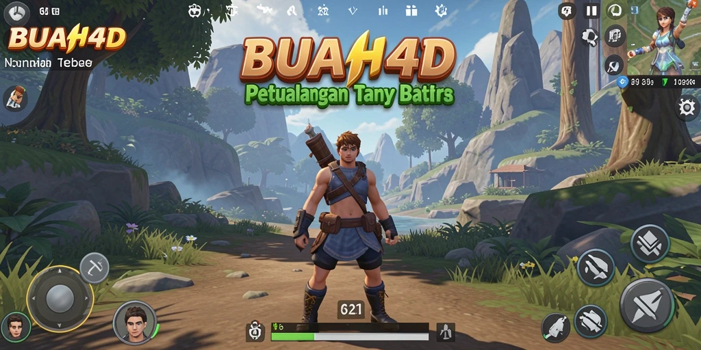 Gameplay BUAH4D yang menampilkan petualangan di dunia terbuka.