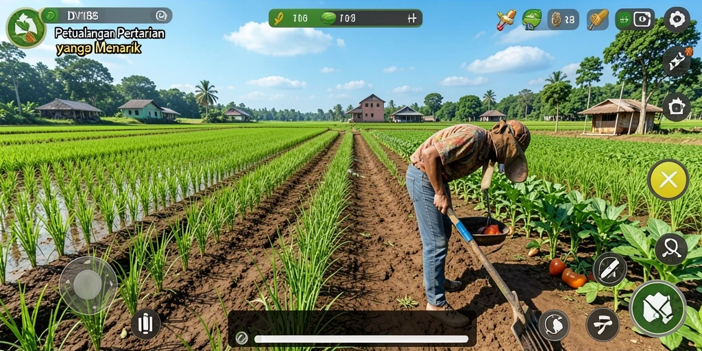 Tampilan gameplay menarik dari DV188 dengan elemen farming yang kaya.