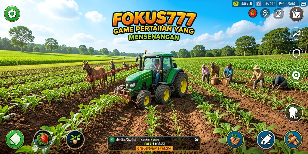 Tampilan gameplay FOKUS777 yang menampilkan kegiatan bertani