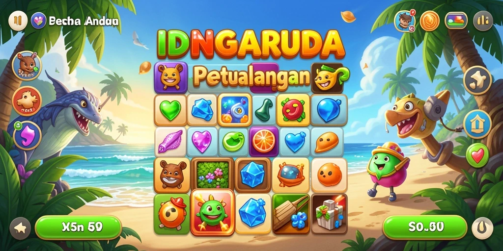 Tampilan menawan gameplay IDNGARUDA dalam genre Match-3.