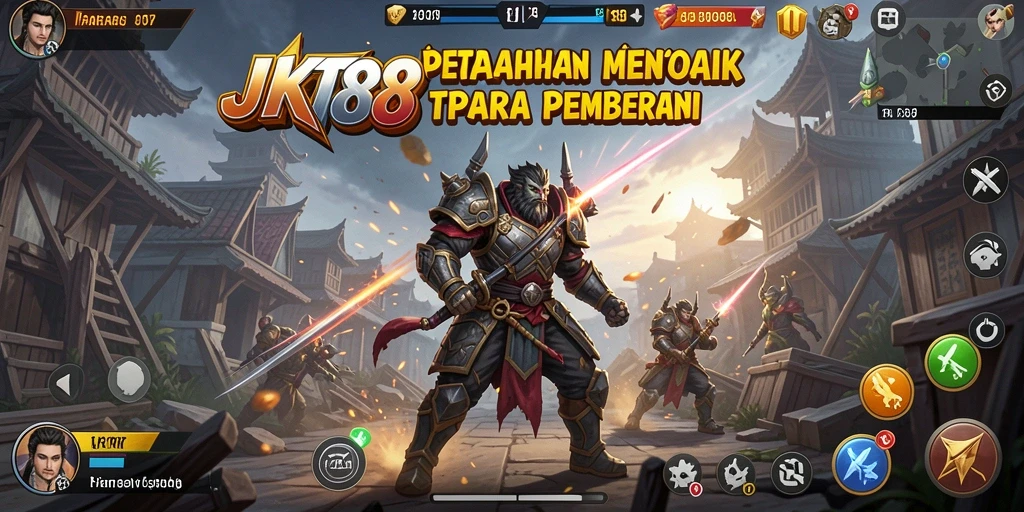 Tampilan gameplay seru JKT88 dengan berbagai menara dan musuh.