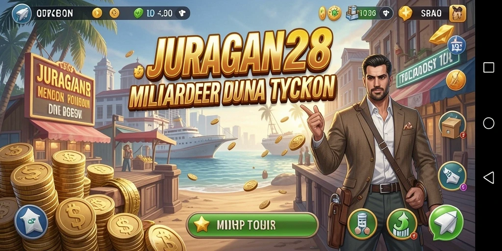 Tampilan gameplay khas JURAGAN28 dengan elemen Tycoon yang menarik.
