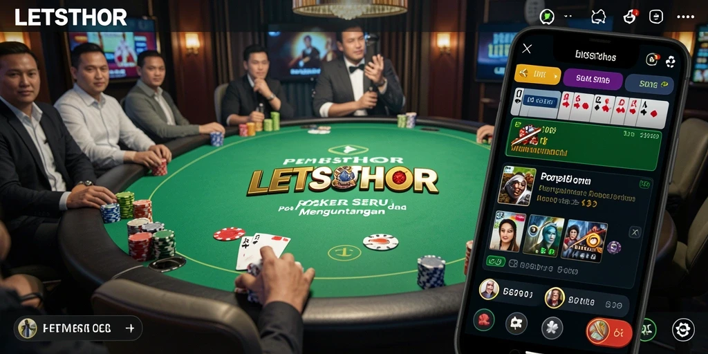 Tampilan gameplay LETSTHOR dengan suasana permainan Poker yang menarik.