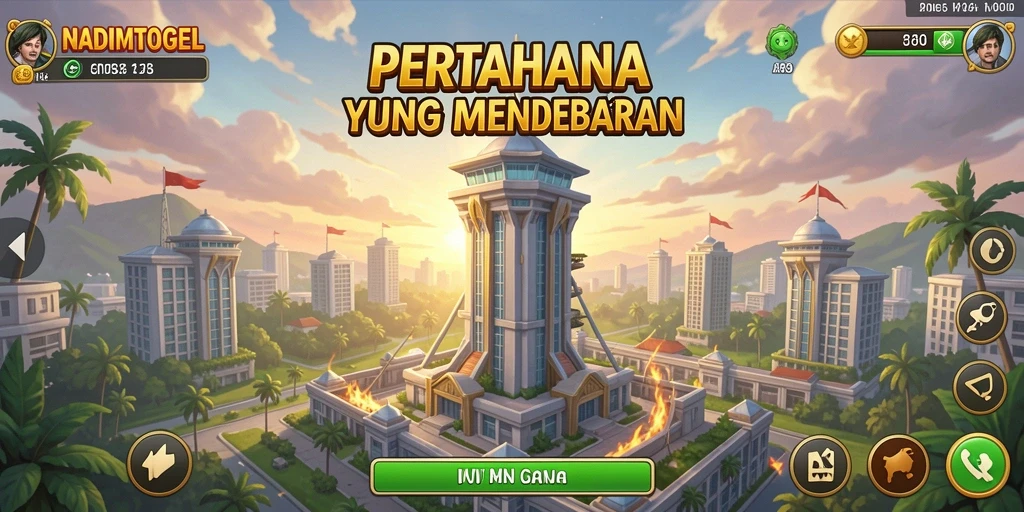Tampilan gameplay NADIMTOGEL yang menampilkan menara dan musuh.