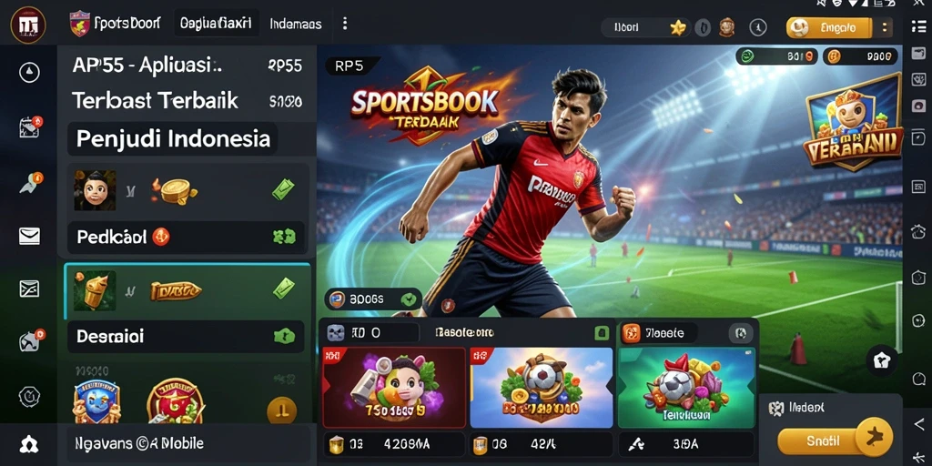 Tampilan gameplay RP55 yang menampilkan taruhan olahraga secara langsung.