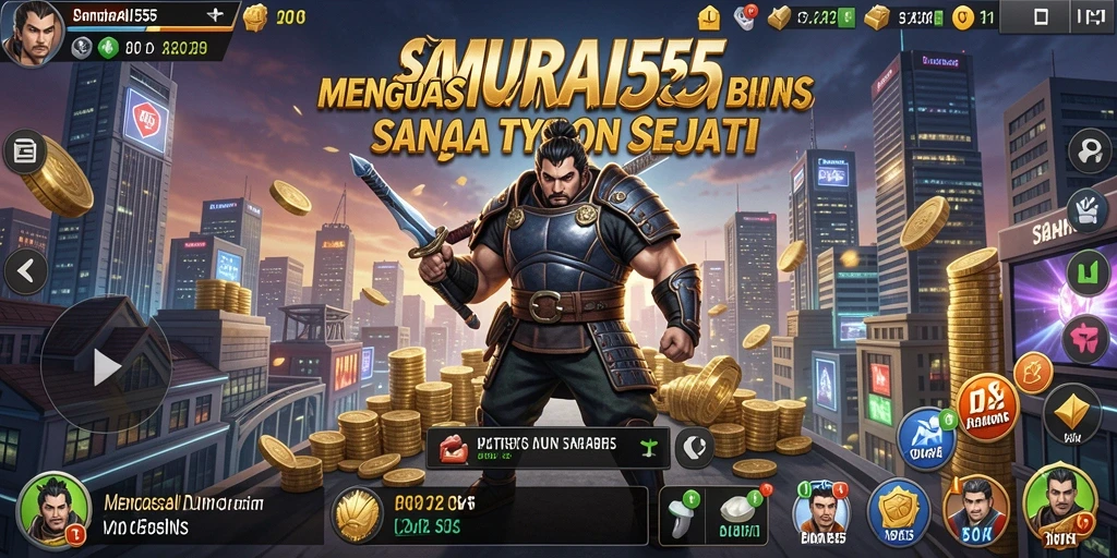 Screenshot utama SAMURAI555 menunjukkan pemain sedang mengelola bisnis dengan efektif.