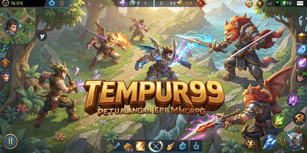 Screenshot TEMPUR99 menampilkan aksi pertempuran seru dalam dunia MMORPG.