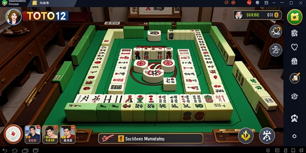 Screenshot gameplay TOTO12 yang menunjukkan suasana permainan Mahjong yang seru.